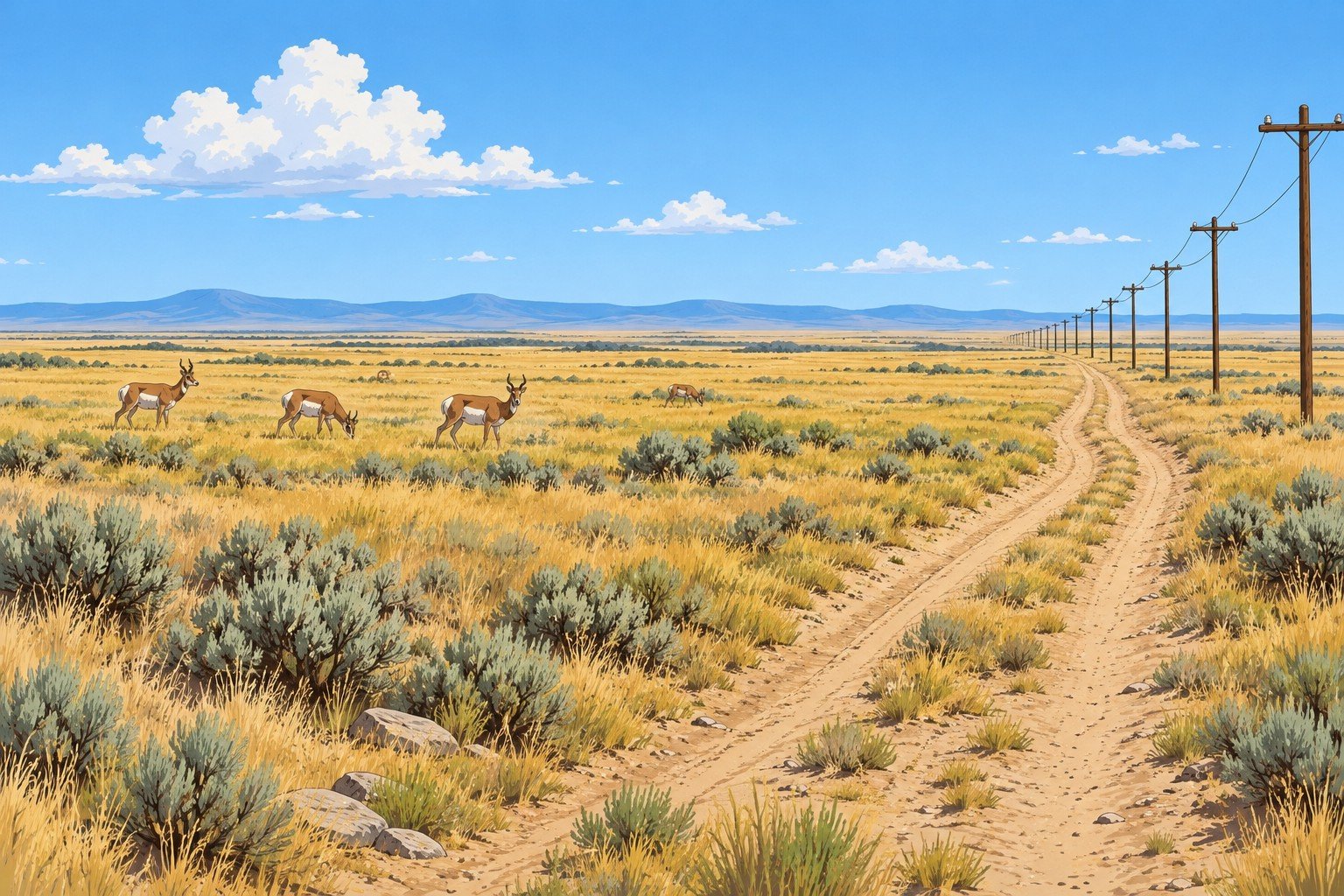 The high plains of Wyoming Territory: a wagon road, a telegraph line and pronghorn